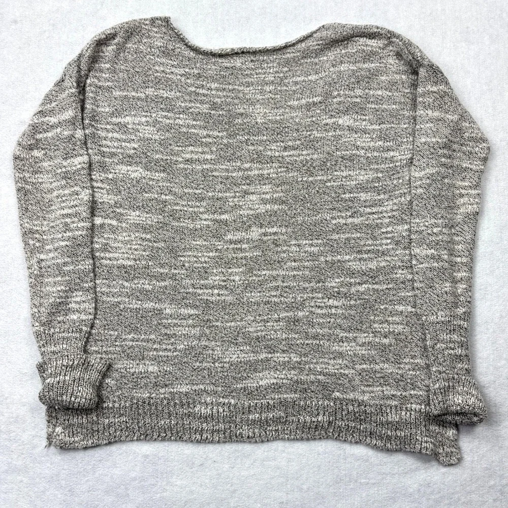 Hollister Womens Marled V-Neck Knit Sweater Grey White Space Dye M/L 3R2897